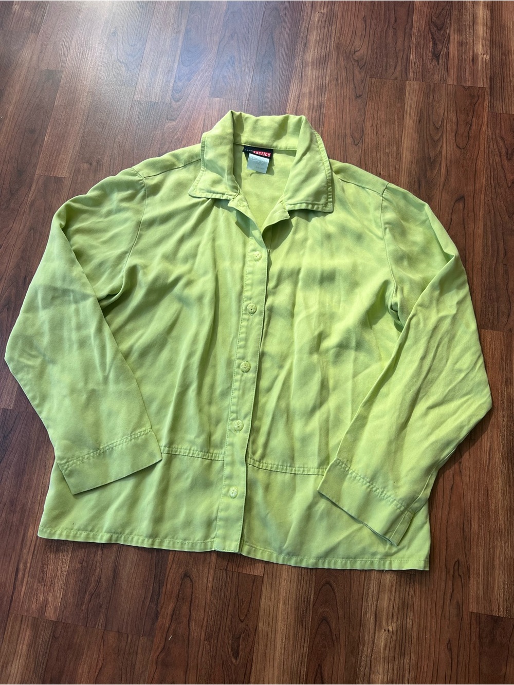 Vintage Team Tactics Y2K Lime Tencel Shirt Made USA Small